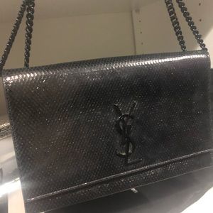 Saint Lauren Black Python Kate Shoulder Bag